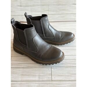 Bruno Marc ENGLE-03 Mens Chelsea Boots Grey Faux Leather Ankle Lug Sole Size 8